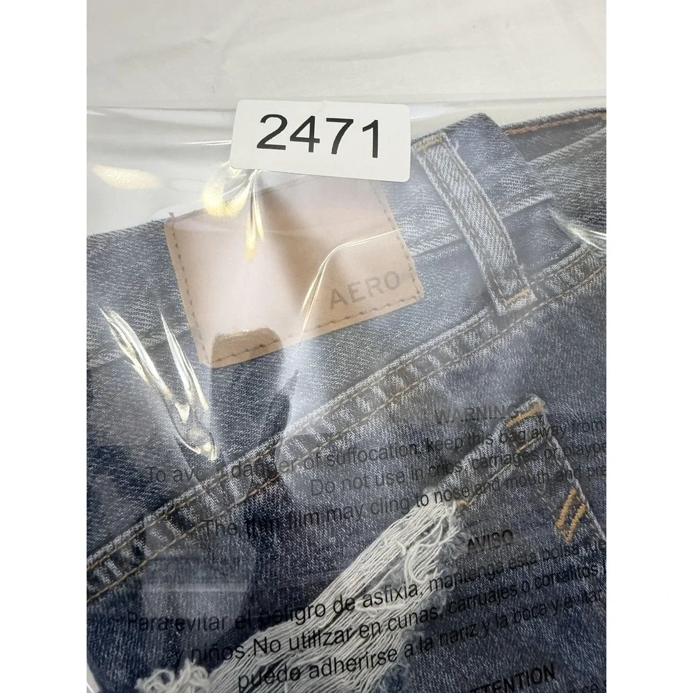 Aeropostale‎ High Rise Shorty Shorts Womens 6 Blue Distressed Cutoff Raw Hem